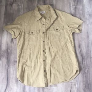 WALLACE & BARNES tan men’s button up short sleeve